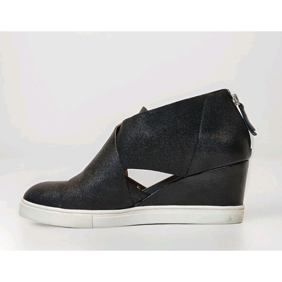 Linea Paolo Faith Wedge 8M Leather Sneaker Boot Women's Black Classic Chic - Picture 5 of 9
